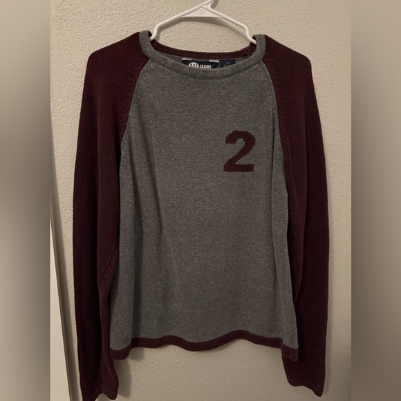 Gray and Burgundy Sweater - Picture 1 of 3
